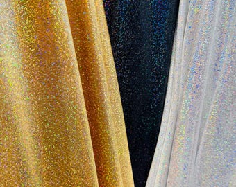Luxury Nylon spandex with hologram foggy foil 4way stretch 58/60” Sold by the YD. Ships worldwide from Los Ángeles California USA