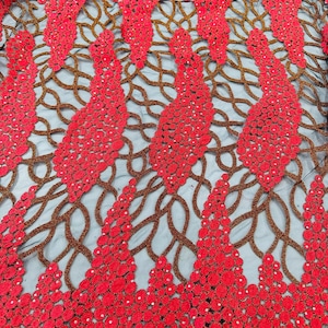 Deluxe peacock design embroidered France lace on stretch mesh 2-way 50/52”