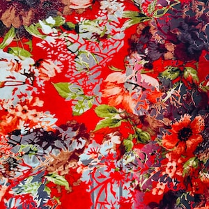 Luxury Burnout floral design high Italian quality stretch velvet 4-way stretch