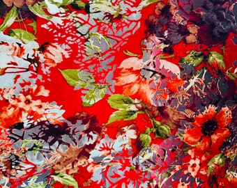 Luxury Burnout floral design high Italian quality stretch velvet 4-way stretch