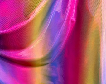 Regenbogen Design iridescence metallic Nylon Elasthan 4-Wege Stretch Hologramm hohe Qualität von Elasthan Stoff 58/60"