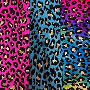Exotic Leopard design metallic nylon spandex 4-way stretch 58/60” Sold by the YD. Ships worldwide from Los Angeles California USA