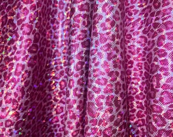 Cheetah design exotic animal print hologram metallic nylon spandex shattered glass 4-way stretch 58/60”