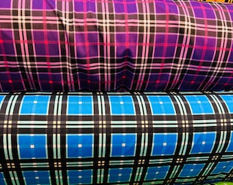 Deluxe Plaid design print on nylon spandex 4-way stretch high quality spandex fabric 58/60”