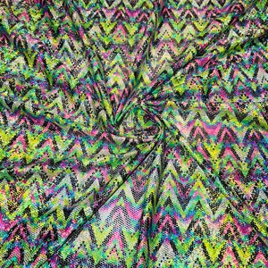 New chevron design print on best quality of hologram nylon spandex 4-way stretch 58/60”