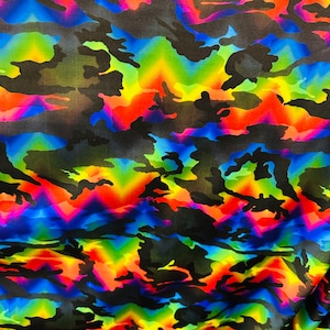 3D camouflage design print on great quality of nylon spandex 4-way stretch 58/60” Sold by the YD.