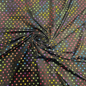 Celestial stars design black/rainbow print on best quality of nylon spandex 4-way stretch 58/60”