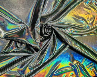 Irisierende neblige Folie metallic Hologramm Nylon Spandex 4-Wege-Stretch 150/150 cm