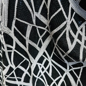 Zwart/wit abstract design op spandex pailletten 2-weg stretch 55/57&quot; hoogwaardige stof