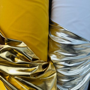 Luxury metallic lame all over foil 4-way stretch super shiny spandex 58/60” Sold by the YD. Ships worldwide from Los Angeles California USA