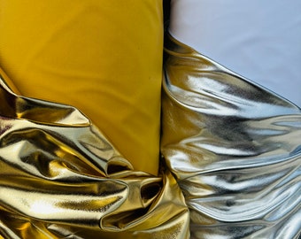 Lamé metalizado de lujo, elastano superbrillante y elástico en 4 direcciones, 147/152 cm. Se vende por yarda. Envíos a todo el mundo desde Los Ángeles, California, EE. UU.