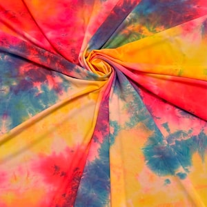 New Tie dye vivid  abstract design colorful print on best quality of nylon spandex 4-way stretch 58/60” High quality fabrics by EthanLASpand