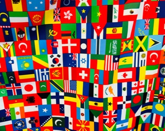 Multi International flags design print on best quality of nylon spandex 4-way stretch 58/60”