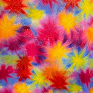 New Stars rainbow design Metallic nylon spandex with hologram foggy foil 4-way stretch 58/60” High quality fabrics by EthanLASpandex