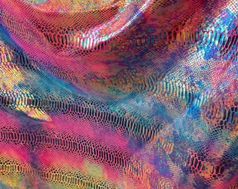 Exotisch Schlange Design Hologramm Regenbogen metallic Nylon Elasthan 4-Wege-Stretch 145/150 cm