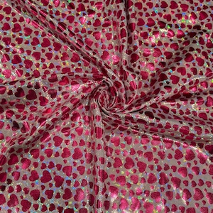 Valentine’s Day designs Hologram metallic shattered glass best quality of nylon spandex 4-way stretch 58/60” High Quality fabrics by AlexLA