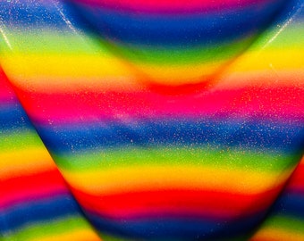 Regenbogen Design Hologramm Metallic Nylon Spandex 4-Wege-Stretch 58/60 ”Verkauft durch die YD.