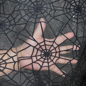 Spiderweb design on power mesh nylon spandex with flocking 4-way stretch 58/60” Sold by the YD. Ships worldwide from L.A