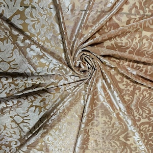 Italy Burnout velvet champagne/gold color high quality spandex burnout 4-way stretch 58/60”