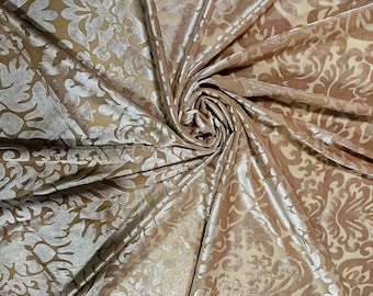 Italy Burnout velvet champagne/gold color high quality spandex burnout 4-way stretch 58/60”