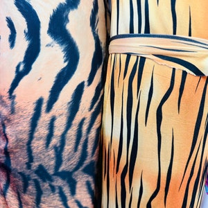 Tiger design exotic animal print on great quality of nylon spandex 4-way stretch 58/60”