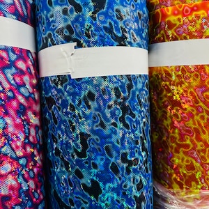 Modern Lava design hologram metallic nylon spandex 4-way stretch 58/60”