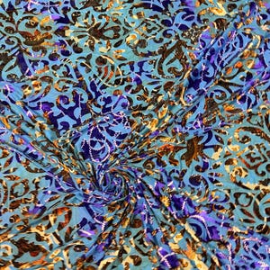 New Luxury Paisley design Burnout stretch velvet 4-way 58/60”  High Quality fabrics by EthanLASpandex