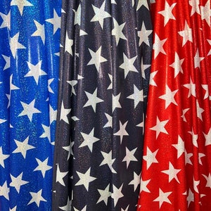 New Freedom Stars design print on metallic hologram nylon spandex 4-way stretch 58/60”