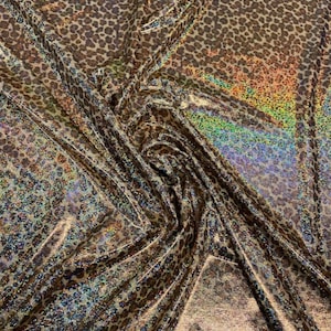 Design hologramme guépard Nouveau nylon spandex hologramme métallique extensible dans les 4 sens 58/60&quot; Vendu par YD. Expédié dans le monde entier depuis Los Angeles en Californie