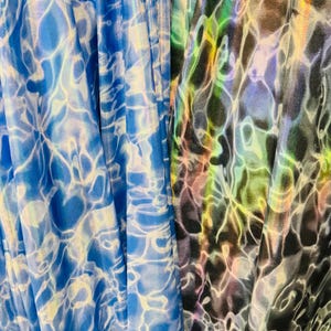 Water Abstract New design Blue and Black  Iridescent metallic nylon spandex 4-way stretch 58/60” High Quality fabrics by EthanLASpandex