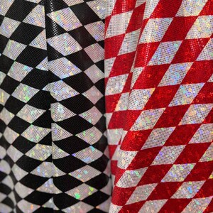 Design luxueux arlequin imprimé sur du verre brisé de grande qualité hologramme nylon élasthanne extensible dans les 4 sens 58/60&quot;