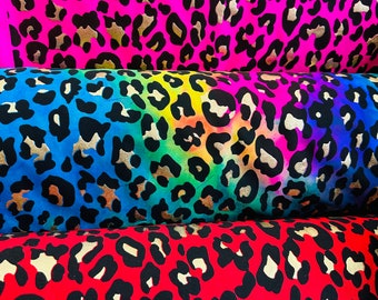 Wzór w panterkę, egzotyczny wzór zwierzęcy, metaliczny nylon, spandex, rozciągliwy w 4 kierunkach, wysokiej jakości tkanina, 58/60” Sprzedawane na YD.