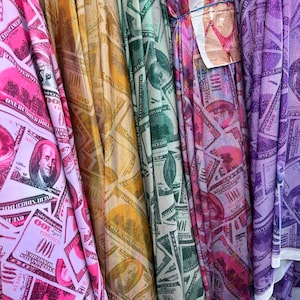 Money 100 dollars bill design hologram metallic nylon spandex 4-way stretch 58/60” Sold by the YD.