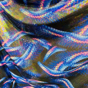 Exotic Anacondas snake design Iridescent metallic nylon spandex 4-way stretch 58/60”