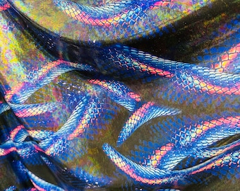 Exotische Anacondas Schlangendesign Irisierendes Metallic Nylon Spandex 4-Wege-Stretch 58/60 ”
