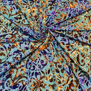 New Luxury Paisley design Burnout stretch velvet 4-way 58/60”  High Quality fabrics by EthanLASpandex