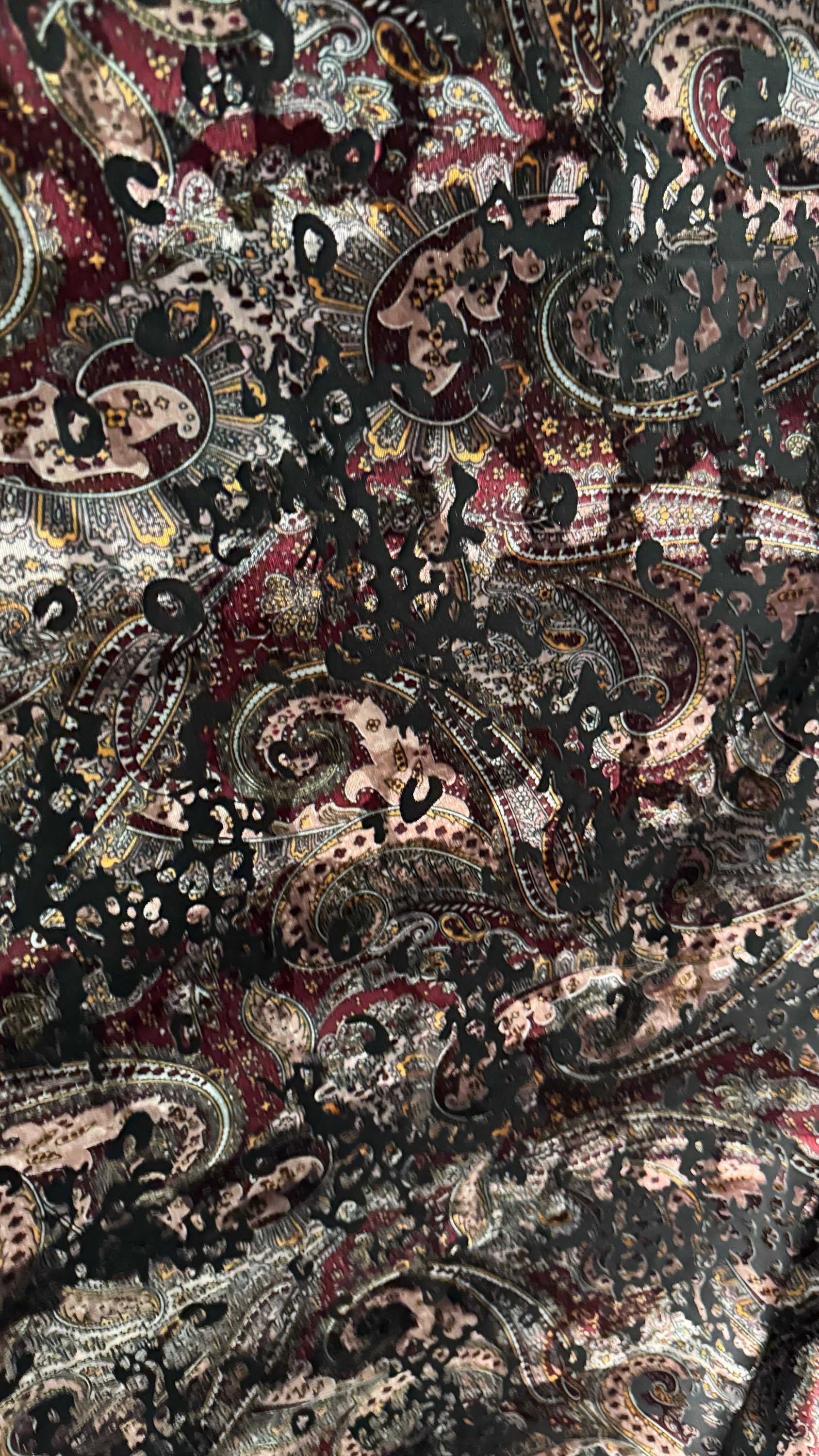 New Luxury Paisley design Burnout stretch velvet 4-way 58/60”  High Quality fabrics by EthanLASpandex