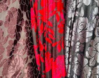 Luxury Burnout floral design high Italian quality stretch velvet 4-way stretch