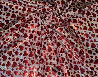 Valentijnsdagontwerpen Hologram metalen verbrijzeld glas beste kwaliteit nylon spandex 4-way stretch 58/60" Stoffen van hoge kwaliteit van AlexLA