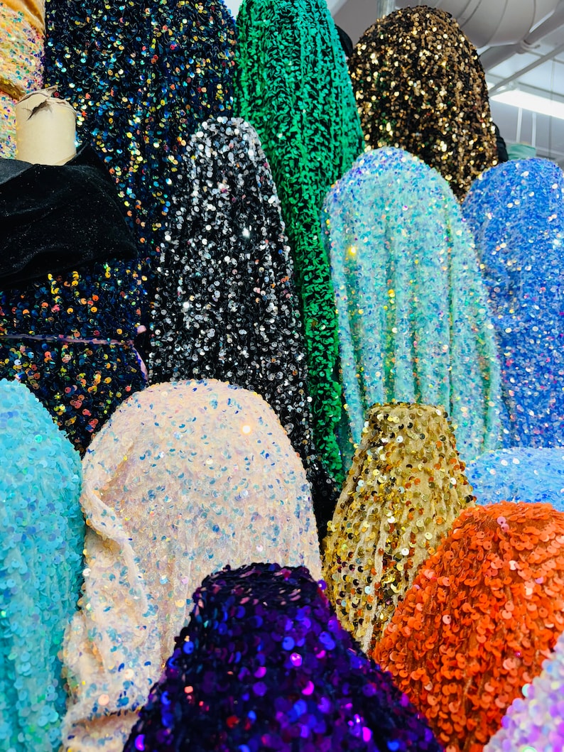 Sequins Color Luxury Stretch Velvet With Sequins 4-way Stretch Best Quality in the ...