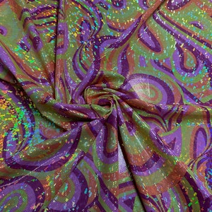 Deluxe Paisley charming design hologram design metallic nylon spandex best quality in the market 4-way stretch 58/60”