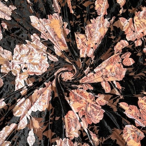Lusso italiano Burnout velluto elasticizzato Rose design qualità setosa Nude/Nero/Blush Tratto in 4 direzioni 54/55 &quot;Venduto da YD.