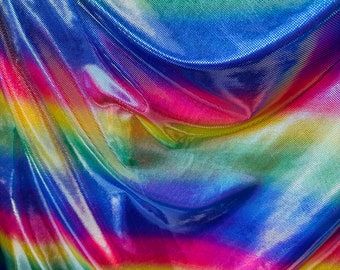 Regenbogen design hologramm metallic nylon spandex 4-fach-stretch 58/60 ”