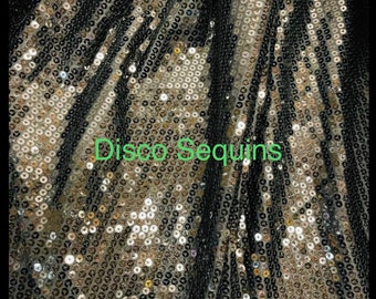 Deluxe Shiny black sequins 2 designs #1 Disco sequins #2 cosmic glitz sequins both embroidered on stretch mesh 2-way stretch 55/57”