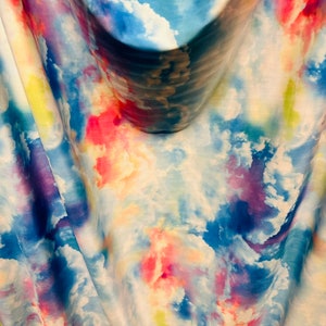 Celestial Clouds design sky blue print on best quality of nylon spandex 4-way stretch 58/60”