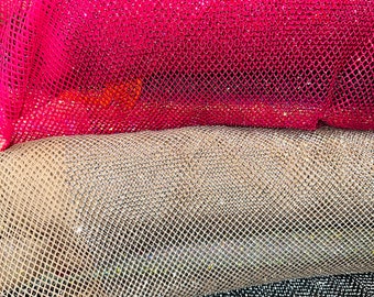 Deluxe Rhinestone design embroidered on stretch mesh 4-way stretch 55/57” Sold by the YD