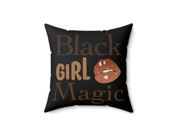 Black girl Spun Polyester Square Pillow