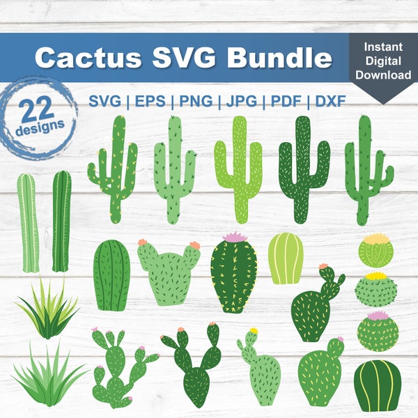 Cactus SVG bundle, cactus svg files for cricut or silhouette, cute cactus clip art, cactus clipart for printing