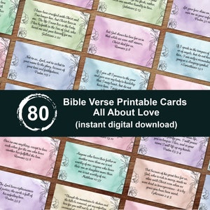 80 Bijbelvers afdrukbare kaarten over liefde | Positieve citaten over leven en liefde | NIV Schrift | Gebedsdagboek | Positieve pinnen