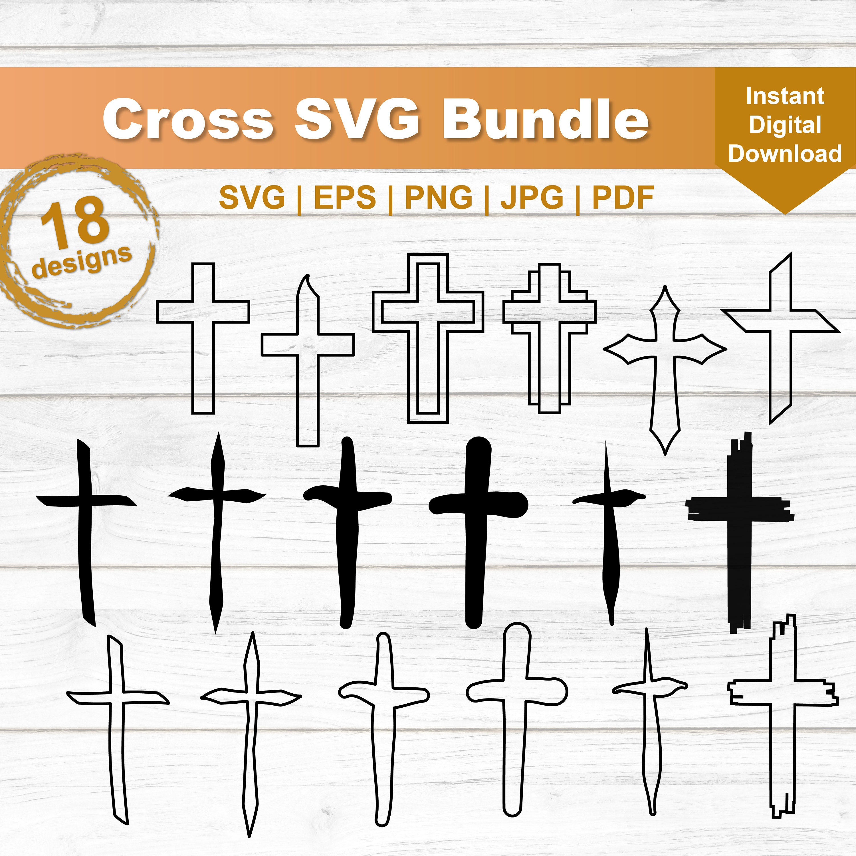 Cross SVG Bundle Fun Printable Christian Svgs Simple Cross Etsy